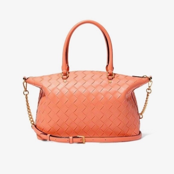 NEW! VICTORIA'S SECRET The Victoria Slouchy Satchel Guava Woven Pink - Picture 3 of 8